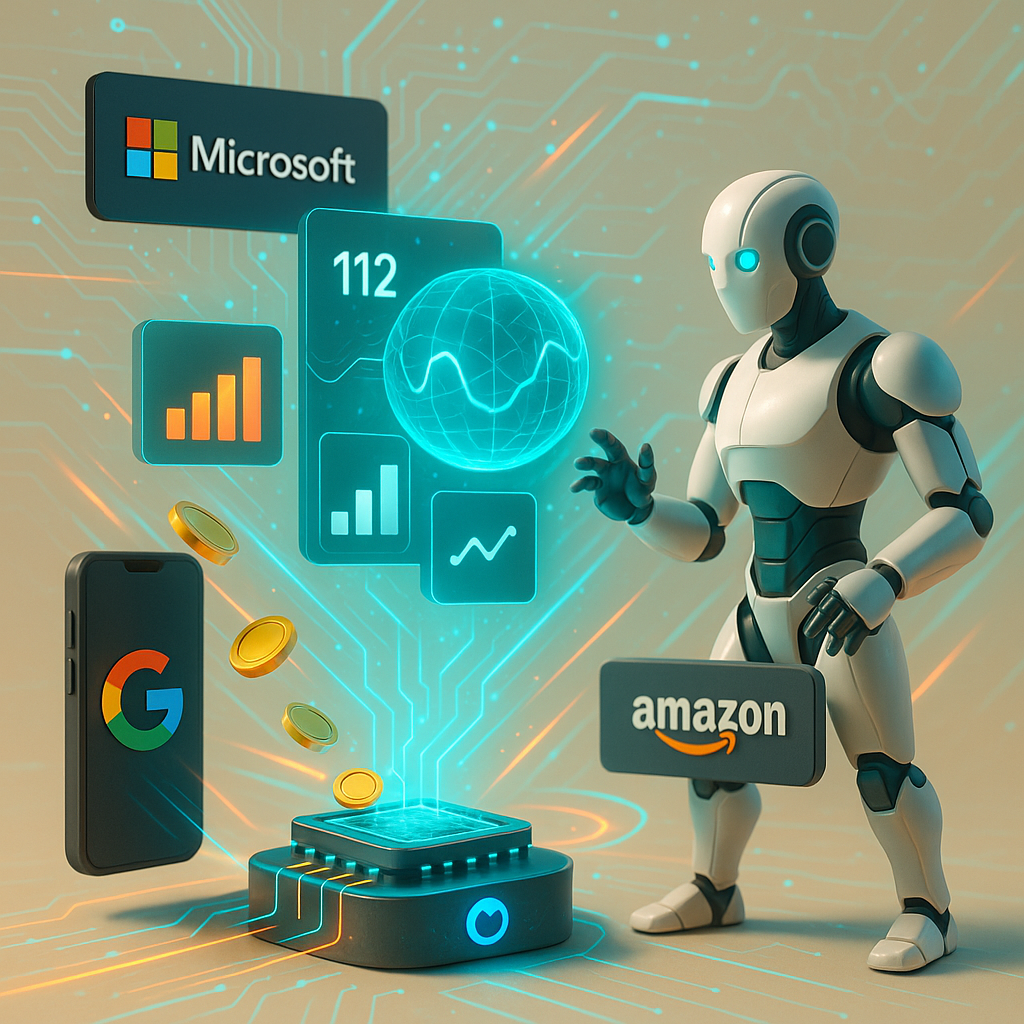 Wizualizacja danych o wydatkach na AI przez wielką czwórkę technologii w 2025 roku.